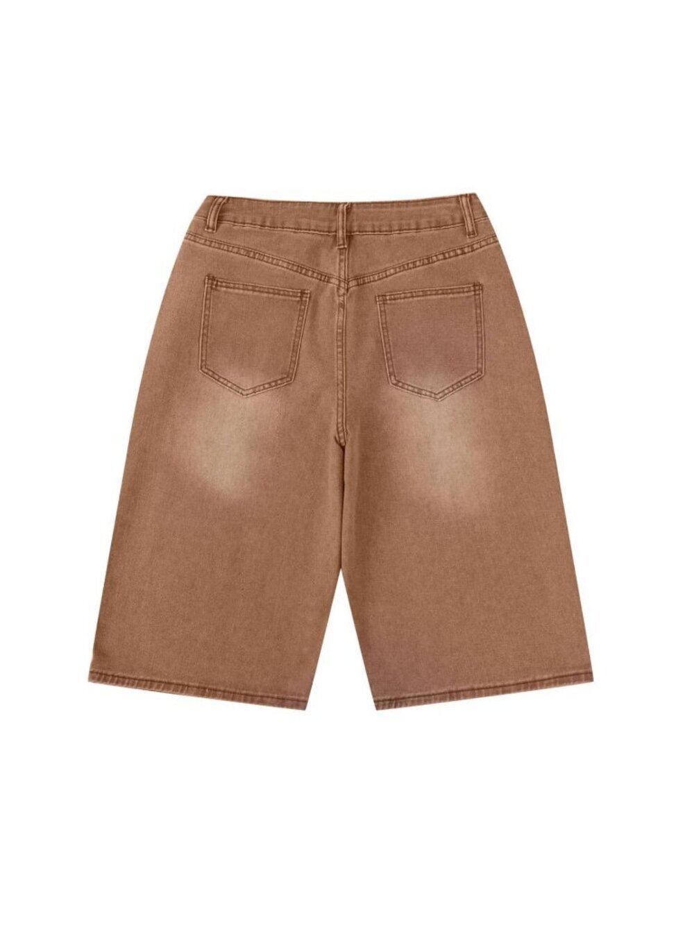 brown Women's Casual Denim Bermuda Shorts with Pockets - Picture 5 of 6